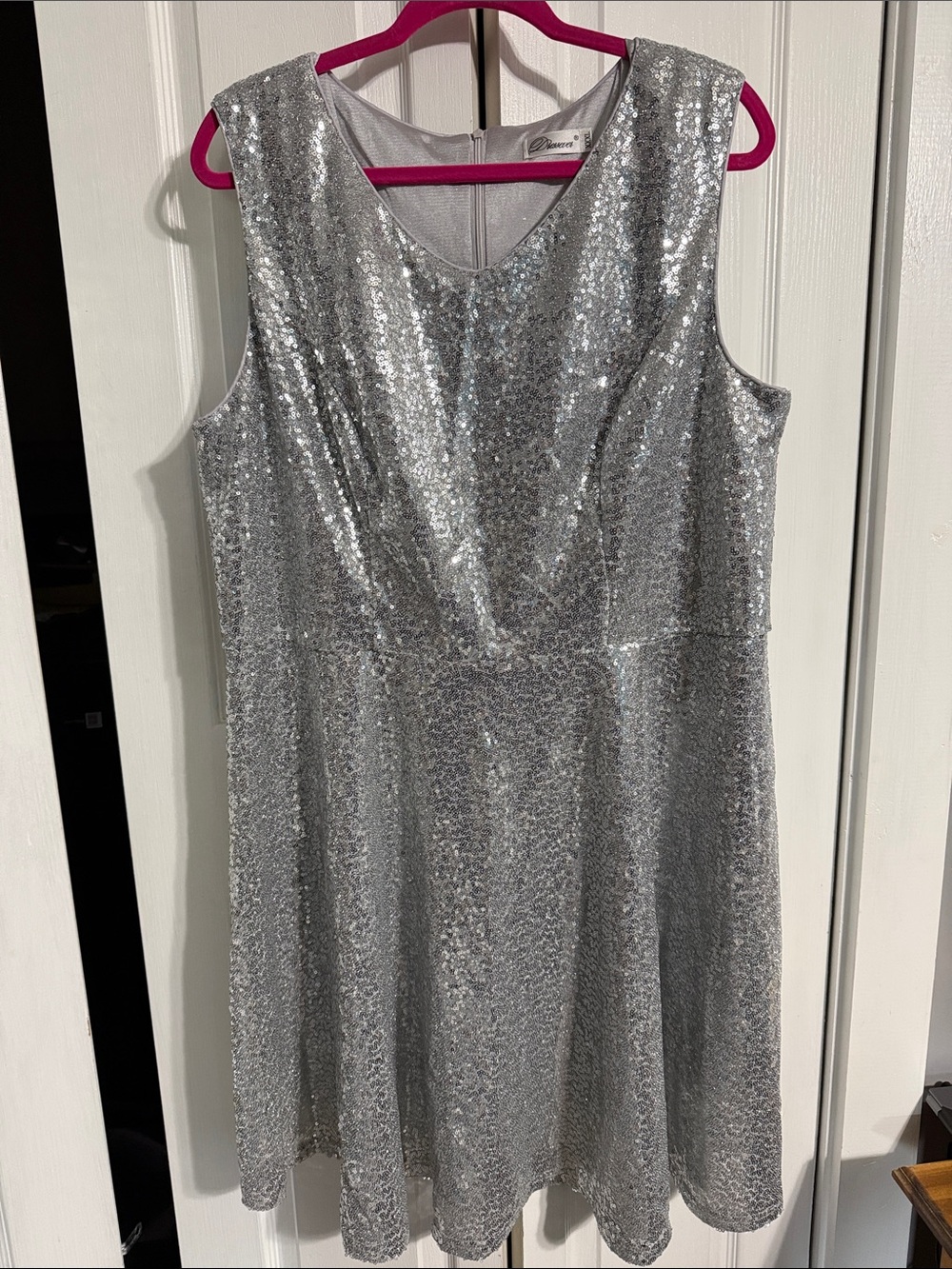 Sleeveless Silver Sequin Party Dress